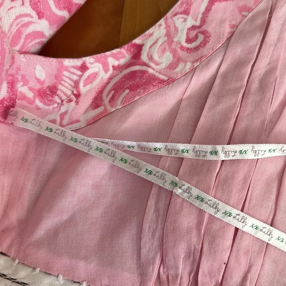 Lilly Pulitzer vintage 100% linen dress what’s your sign sundress pink white